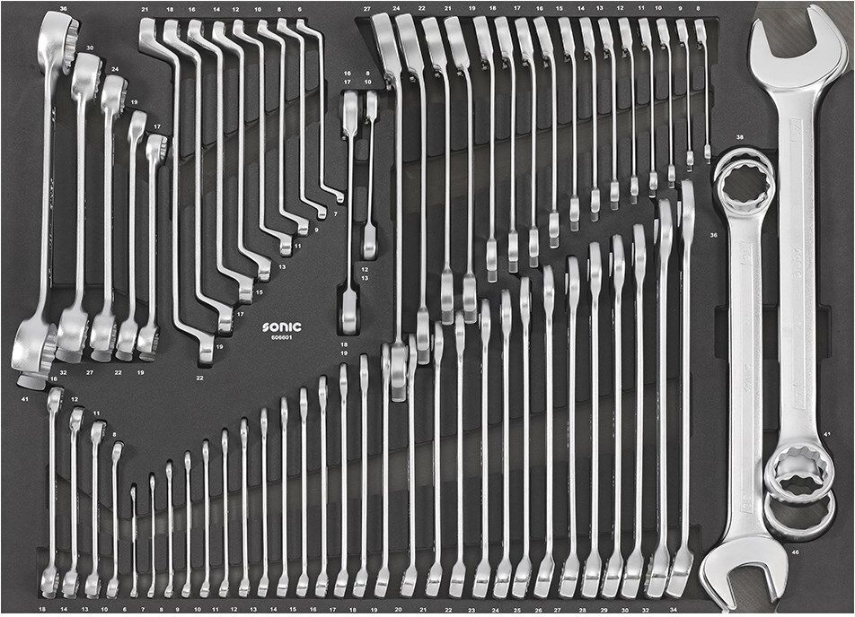 Sonic Equipment Schaumstoffeinlage, Sortimentskasten Schraubenschlüsselsatz Sfs-Xl 66-Tlg. 606601
