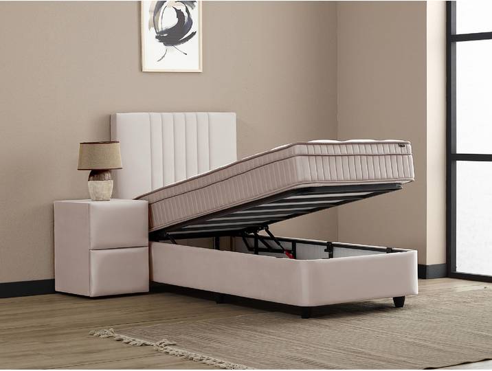 Ensemble lit coffre + matelas Clara Beige - Basika