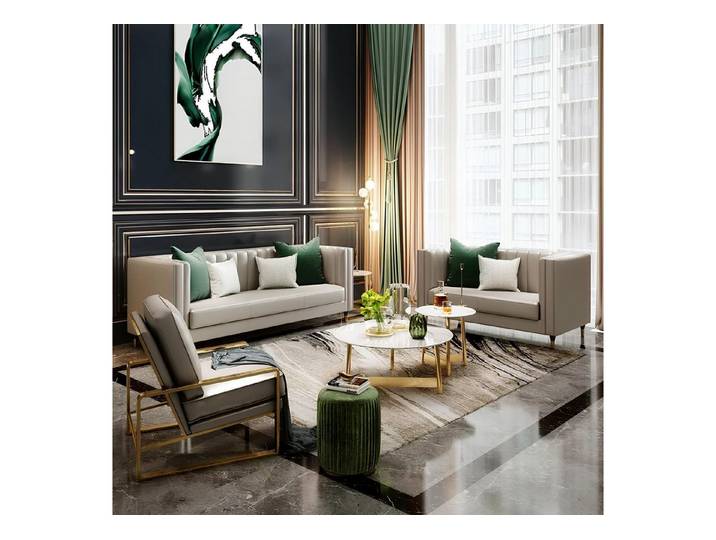 Xlmoebel Polstergarnitur Stilvolles Sofa-Set mit hochwertigem Stoffbezug in neutraler Farbe, (Sofa-Set, 3-tlg., Sofagarnitur 3+2), Hergestellt in Europa