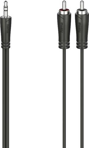 Hama 00205112 Klinke / Cinch Audio Anschlusskabel [2x Cinch-Stecker - 1x Klinkenstecker 3.5 mm] 5m Schwarz