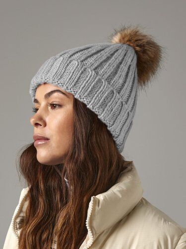 Fur pom pom chunky beanie Personalizzate o neutre Beechfield