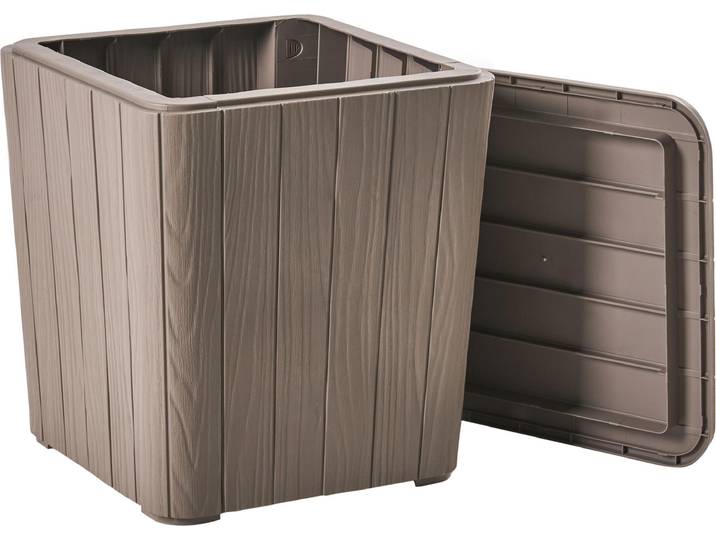 BELIANI Aufbewahrungsbox Taupe Kunststoff 40 x 42 cm für Garten Terrasse Outdoor Gartentruhe Auflagenbox Kissenbox für Textilien