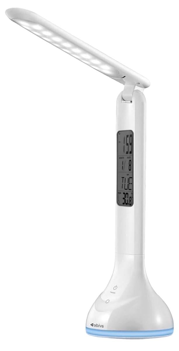 Avide LED Bureaulamp Dimbaar 4W - Wit - Met Kalender, Alarm, Klok en Thermometer - USB Oplaadbaar