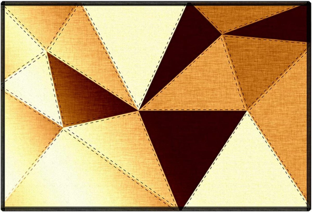 Wasbaar antislip vloertapijt voor keuken of hal, bruin geometrisch ontwerp, 60 x 90 cm