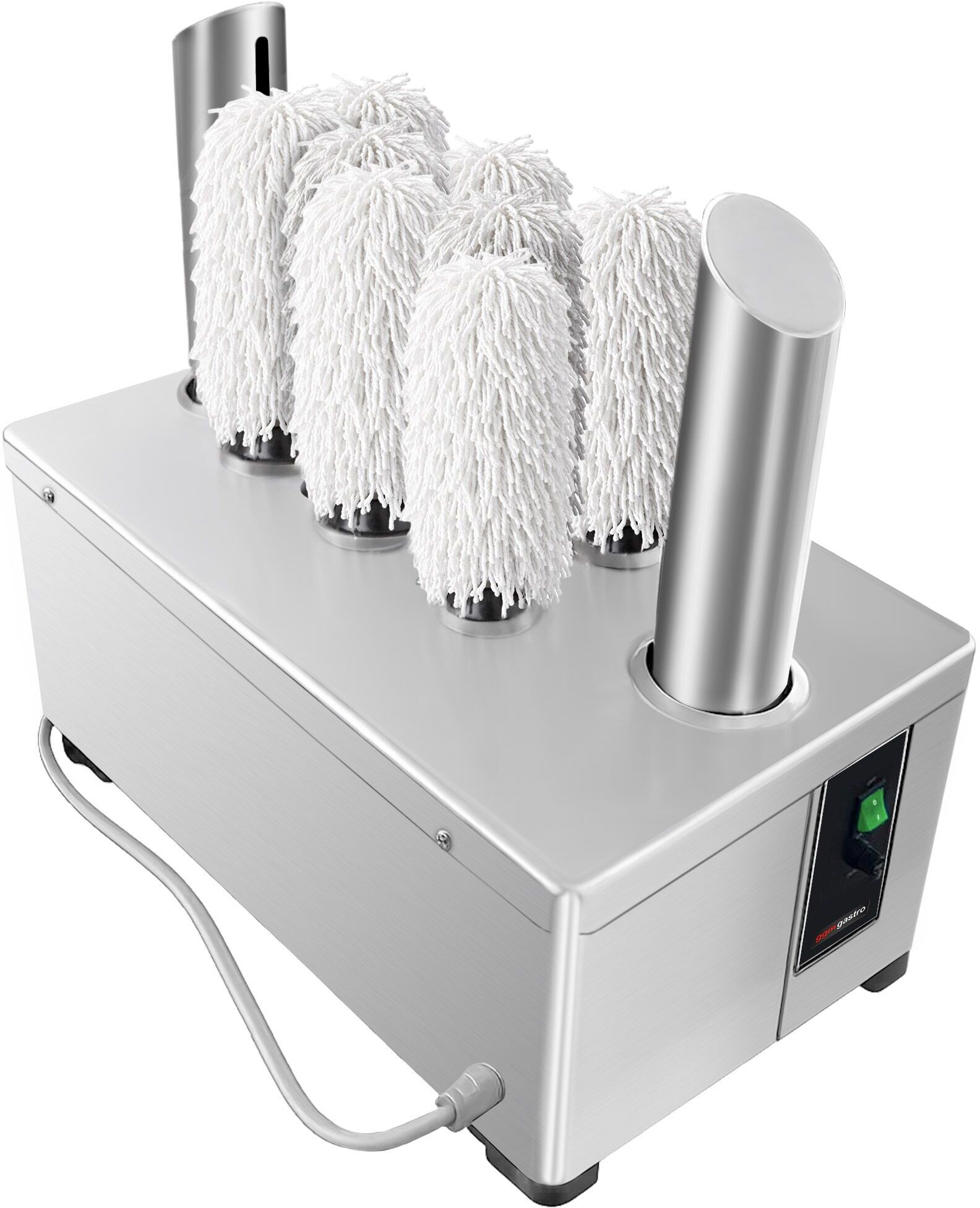 GGM Gastro Glaspolijstmachine - 2,62kW - 720 glazen/uur - 8 borstels - met luchtblowers zilver