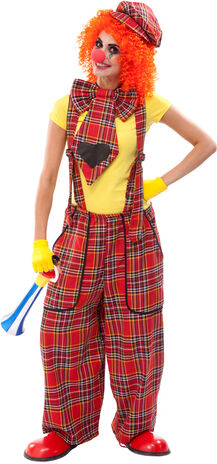 buttinette Clown-Latzhose und Riesenkrawatte, unisex, rot-color
