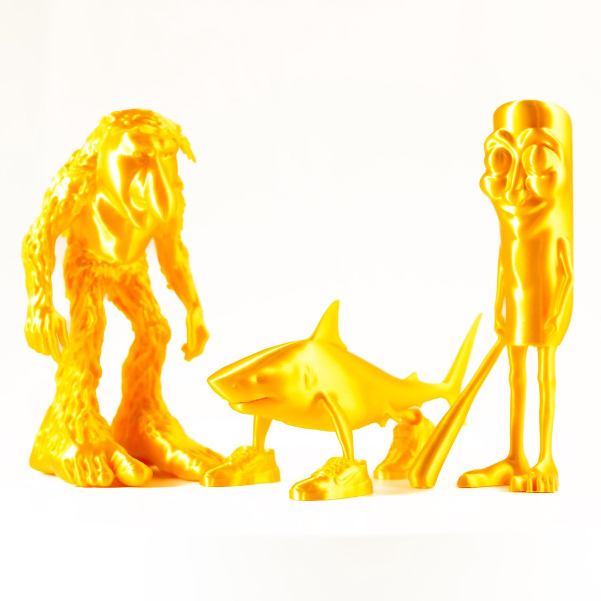 Italian Brainrot Rare Gold Figuren Set met Tralalero Tralala, Brr Brr Patapim en Tung Tung Tung Sahur Meme Poppetjes