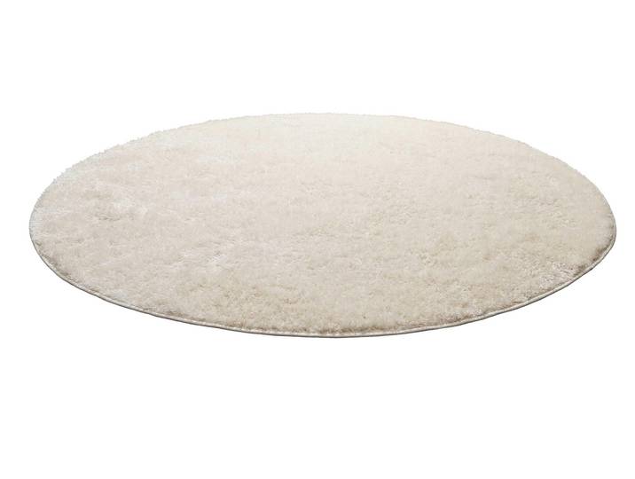 Teppich HOMIE LIVING Flavio , beige (creme weiß), H:30mm Ø:200cm, Polypropylen, Teppiche, Teppich, Hochflor, gewebt, weich, uni, Wohnzimmer, Schlafzimmer, waschbar