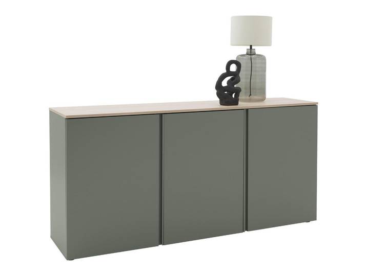 Voleo Sideboard, Grün, Eiche, Kunststoff, 6 Fächer, 181.7x89x43 cm, Typenauswahl, Beimöbel erhältlich, Wohnzimmer, Kommoden & Sideboards, Sideboards