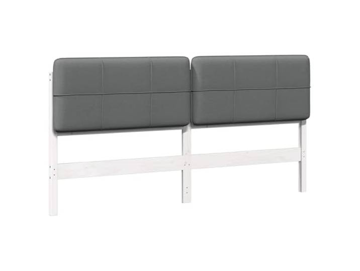 Makastle Kopfteil Massivholz Kiefer Grau/Weiß 205,5 cm Gepolstert