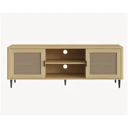 En.Casa, TV Möbel, Fernsehschrank Lukhomso 152x40x54 cm Eicheoptik/Rattanoptik (152 x 40 x 54 cm)