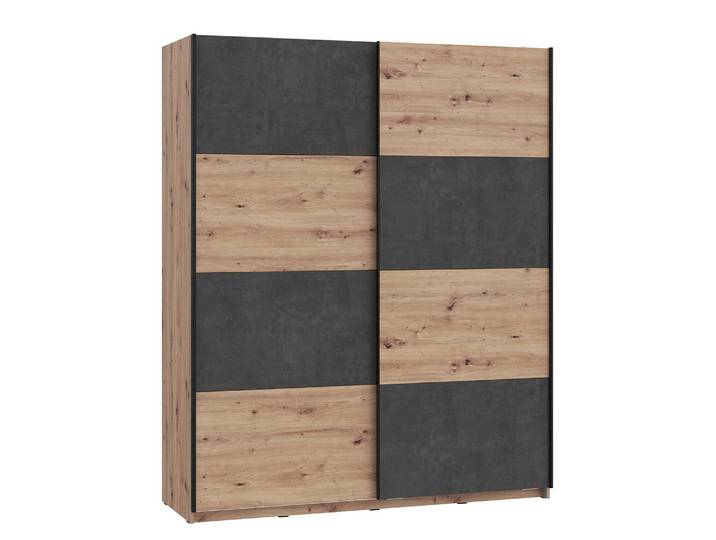 Armoire à portes coulissantes Waterford 170 x 210 x 61cm Marron/Gris/Imitation chêne Artisan/Anthracite