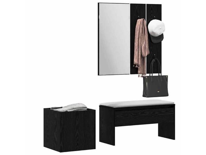 Noir Ensemble de meubles d'entrée 5 pcs - Montage simple - - Bois d'ingénierie LH2440822