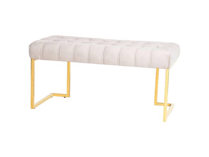 Kayoom Hockerbank, Taupe, Gold, Metall, Kunststoff, 47x48x100 cm, Bsci, Schlafzimmer, Bettbank