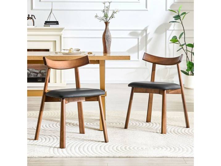 Lot de 2 Chaises Cadre en bois rembourrées avec dossier ergonomique chaises en bois modernes pour salle à manger salon