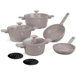 BerlingerHaus Design Kochset inkl. Untersetzer, Pfannenset + Topfset, Grau