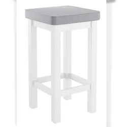 Erst-Holz Holzhocker Barhocker mit verschiedenen Polsterfarben 60 cm hoch Kiefer weiß V-90.71-44WP