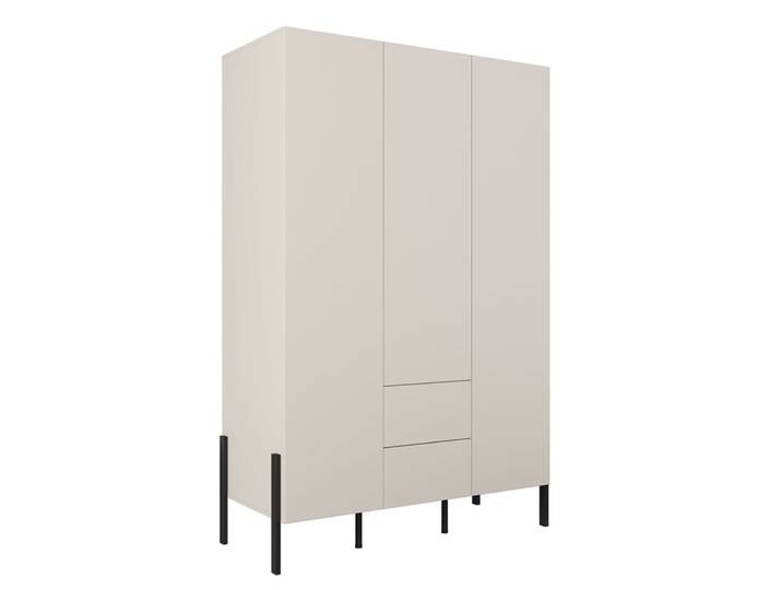 Armoire 3 portes 2 tiroirs panneaux mélaminés beige