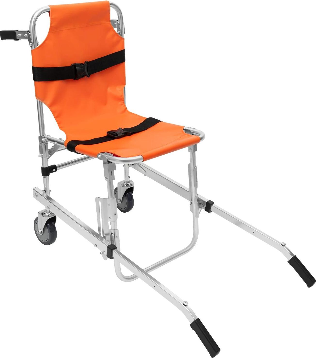 Faltbarer Treppen-Transportstuhl - Notfall Evakuierungsstuhl - Aluminiumlegierung - 2 Räder - Traglast 159 kg - Orange
