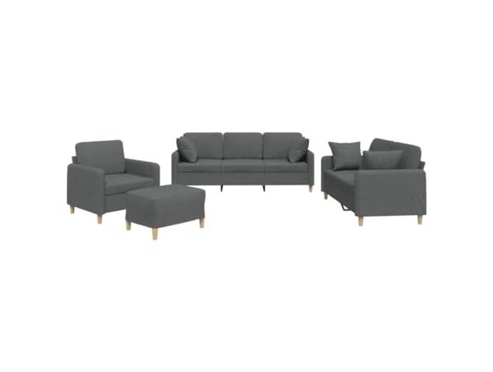 KUTYWEXFM 4-tlg. Sofagarnitur mit Kissen Dunkelgrau Couch Set Komfortable Polstermöbel für Wohnzimmer, dick gepolstert mit stabilem Metall- und Sperrholzgestell für maximale Entspannung.