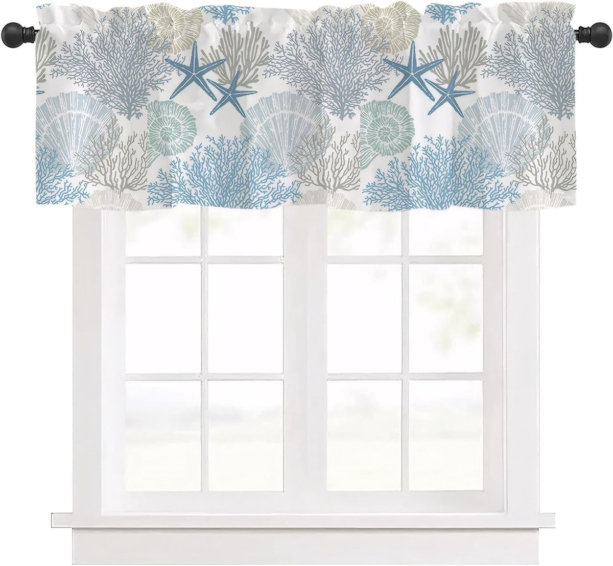 Semi-transparante bloemen gordijnen voor keuken, slaapkamer, woonkamer en badkamer - blauw