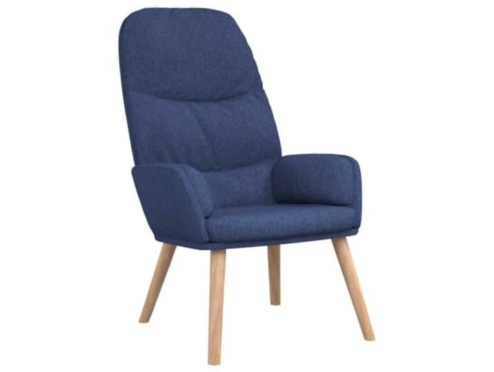 Relaxsessel Blau Stoff Metallrahmen,Beine aus massivem Gummibaumholz,weicher Stoffbezug,dick gepolstert,robust und stabil