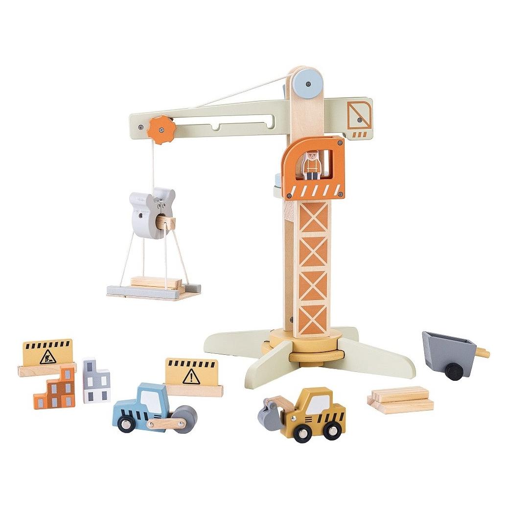 2KIDS TOYS Dřevěný jeřáb s příslušenstvím / Jeřáb / od 3 let (2D98427)