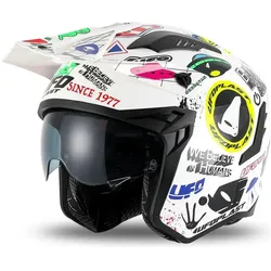 UFO, Motorradhelm, Helm Sheratan Jet / Profi Mit Sonnenvisier Farbe Weiss / Ufo-Mix Grösse L (Ece 22r06) - (L)