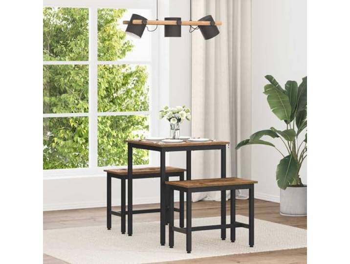 TUERYAFEK Esstisch 60 x 60 x 75 cm Holzwerkstoff Eichenholz Quadratisch Quadratische Form, Holzwerkstoff Oberfläche, Eichenholz Optik, schwarzer Metallrahmen, stabile Beine, pflegeleicht