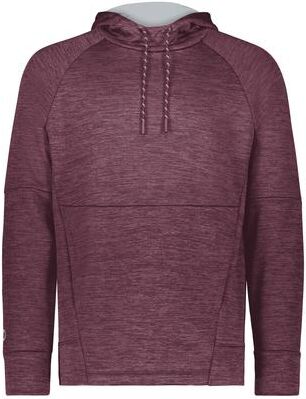 Holloway 223580 All-Pro Performance Fleece Hoodie in Maroon Heather/Silver size Medium   Polyester