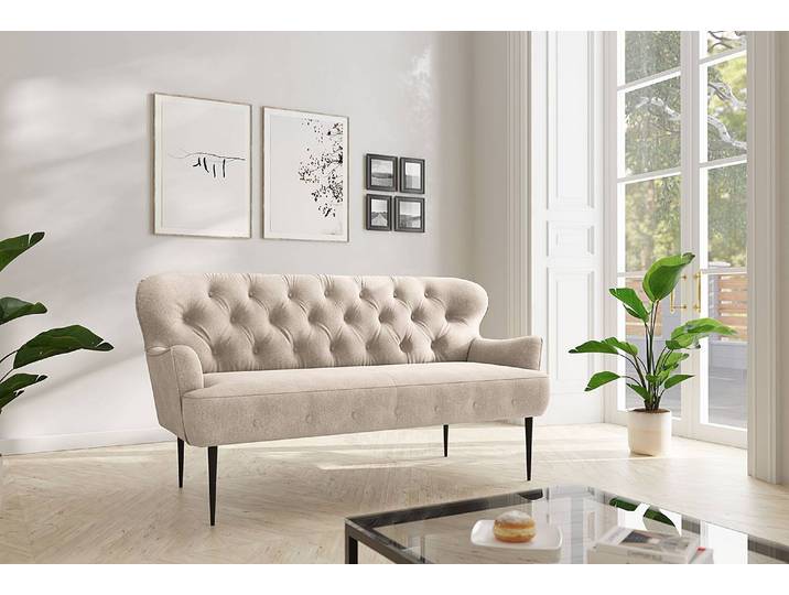 3-Sitzer Sofa Lodging Beige Flachgewebe Euron 193 x 97 x 87cm Landhaus
