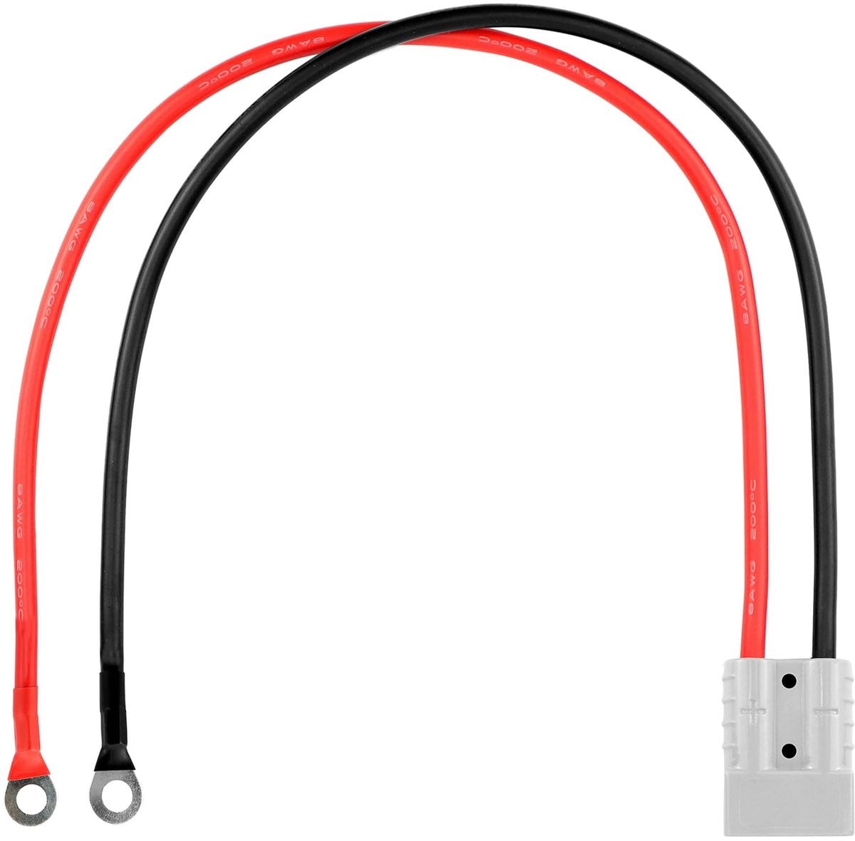 Accu aansluitstekker met 10AWG accukabel 50cm en O-ringklem - 50A 600V - voor heftrucks, caravans, auto's en boten