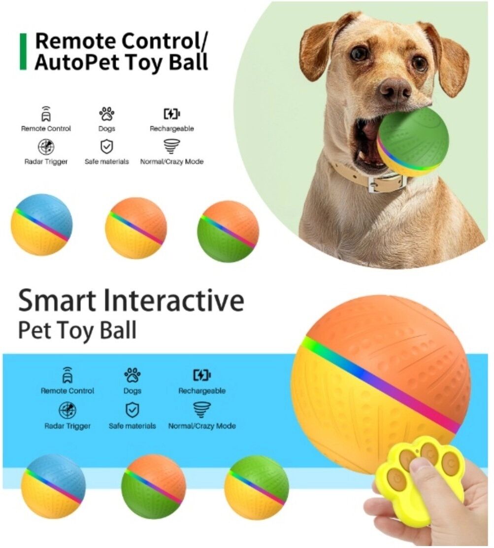 INF O3 elektrischer Hundeball mit Fernbedienung, interaktivem Selbstspiel und Type-C-Aufladung Grün