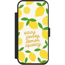 Nivocase Klapphülle für Apple iPhone Air Handyhülle aus Kunst Leder NIVOflip schwarz Statement Zitrone (Apple iPhone Air), Smartphone Hülle, Schwarz