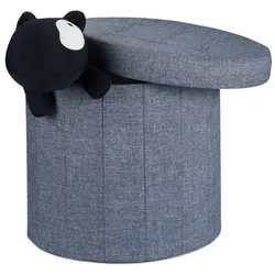 Relaxdays Sitzhocker mit Stauraum Größe L rund Anthrazit