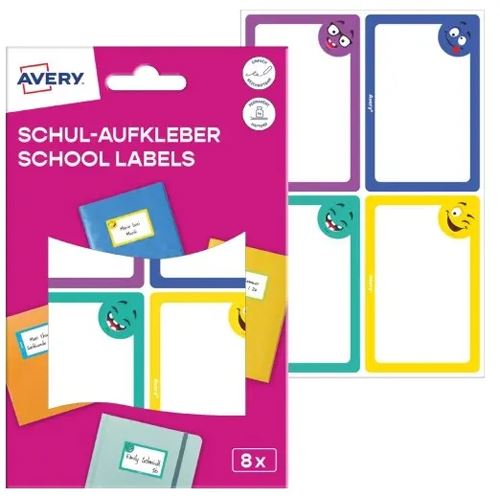 AVERY Zweckform Schuletiketten Gesichter, farblich sortiert, 8 Etiketten