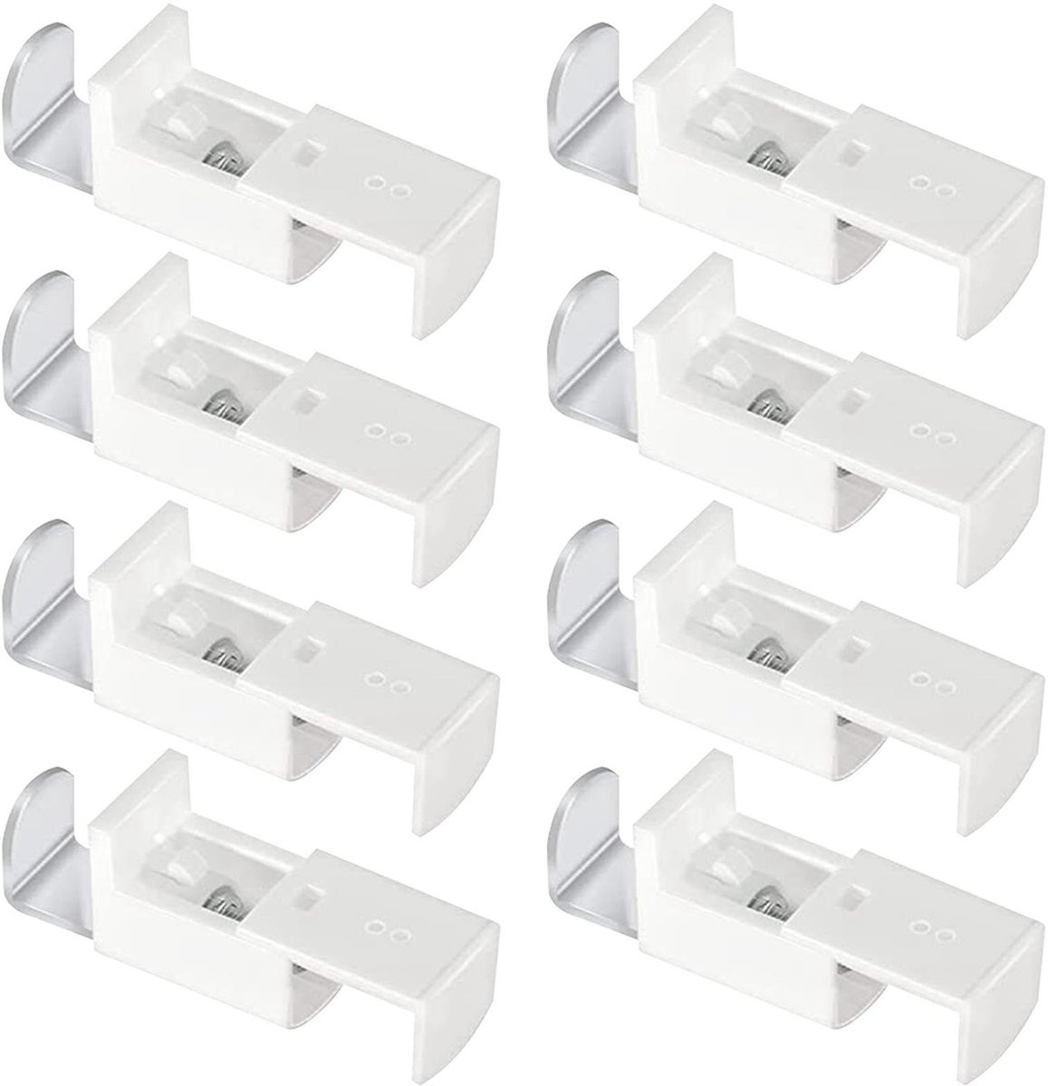 Dailygoods Klemdragers 8 stuks voor plissé en rolluiken, Roestvrij staal, Wit, B/D/H: 3 x 1,8 x 2 cm