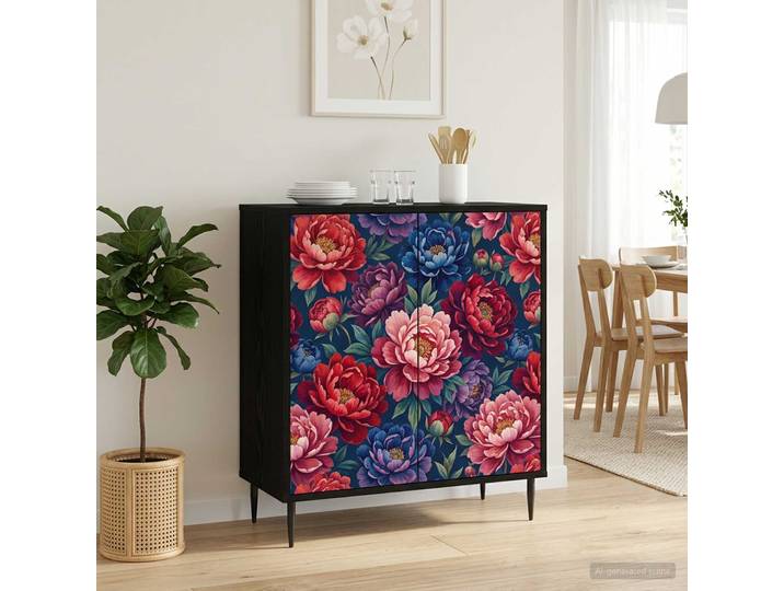 vidaXL Sideboard AACHEN Schwarz Eichen-Optik 69 x 33 x 76 cm