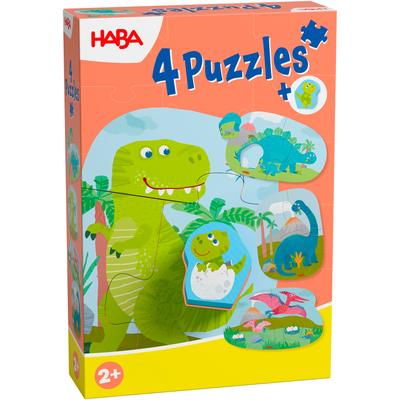 Puzzle HABA "4 erste Puzzles Dinos", bunt, Puzzles, Kinder, Holz, Pappe, Motiv