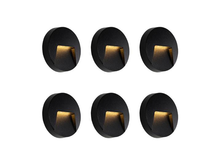 Ensemble de 6 appliques murales rondes extérieures noires avec
