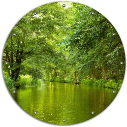 Wallario Gartenposter ca. 120 x 180 cm Spreewald in Brandenburg  grüne Wälder und Spiegelungen im Wasser