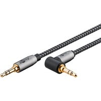 Plus Audio Verbindungskabel AUX 3,5mm stereo, 90° schwarz/silber, 5 Meter, abgewinkelt