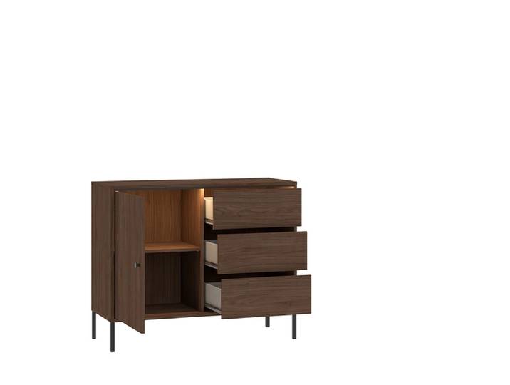 Kommode TAMI 1 Tür 3 Schubladen 40x101.1x83cm nussbaum laminiert / matt / nussbaum