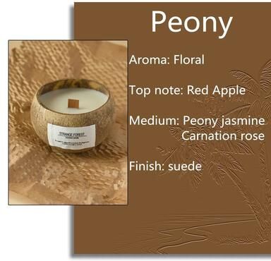 Uplift Picks Handmade Coconut Shell Candle Natural Soy Wax Aromatherapy Candle For Home Decor And Gifts peony