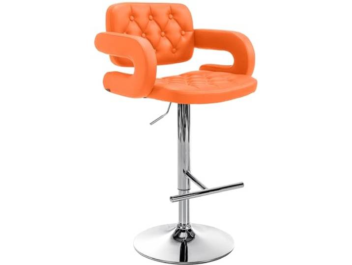 CLP Barhocker Dublin Mit Kunstleder-Bezug I Höhenverstellbar, Farbe: orange, Gestellfarbe: Chrom