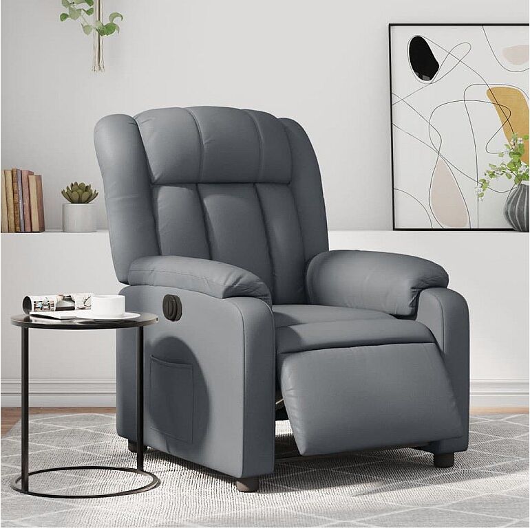 Clicnbuy Sillón reclinable eléctrico de cuero sintético gris