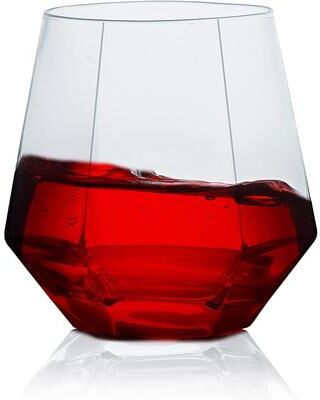 Bezrat Diamond Decanter with Wood Tray - Set of 4