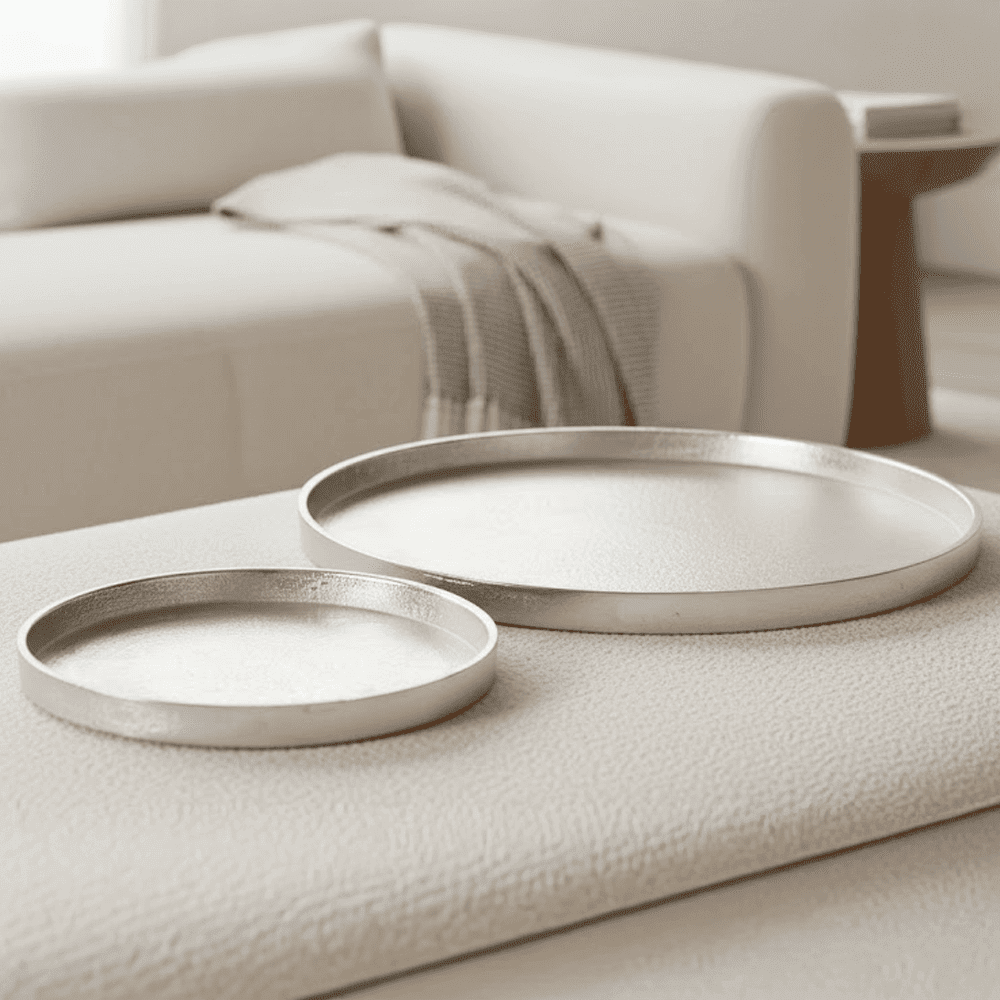 Ellie Silver Round Stackable Trays - Set of 2