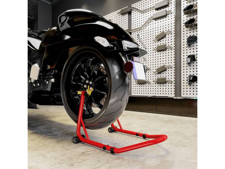 HOMCOM Bloque Roue Moto Acier 544kg Rouge Ajustable