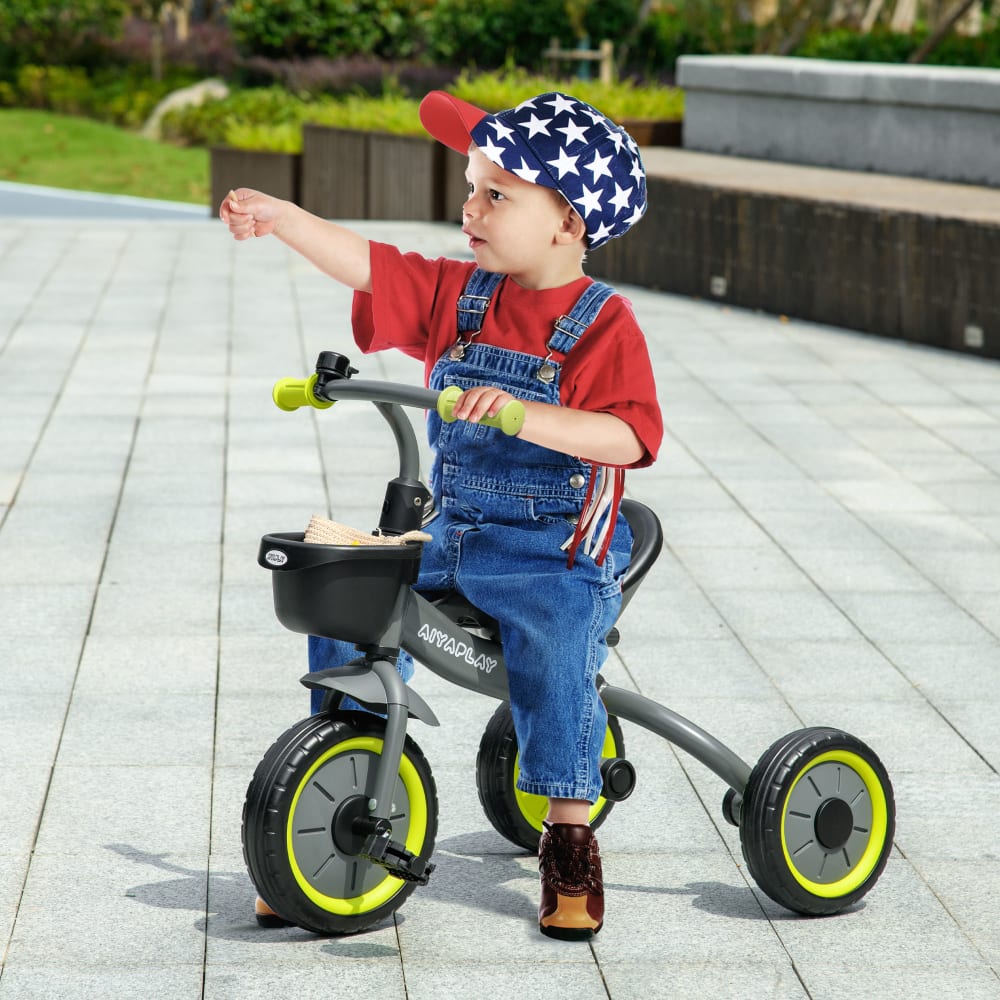 AIYAPLAY Tricycle enfants selle réglable métal noir Noir 71x58x53cm